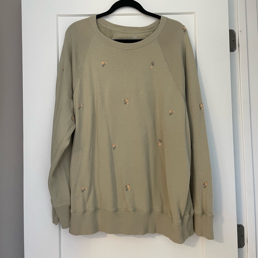 Aerie Floral Embroidered Crewneck